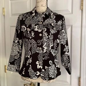 Hearts of Palm Black and White Patterned Blazer